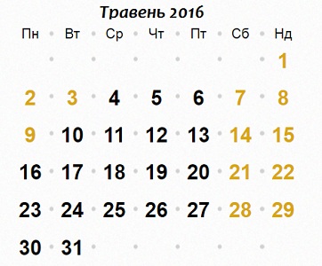 В травні на олександрійців чекає 12 вихідних і святкових днів